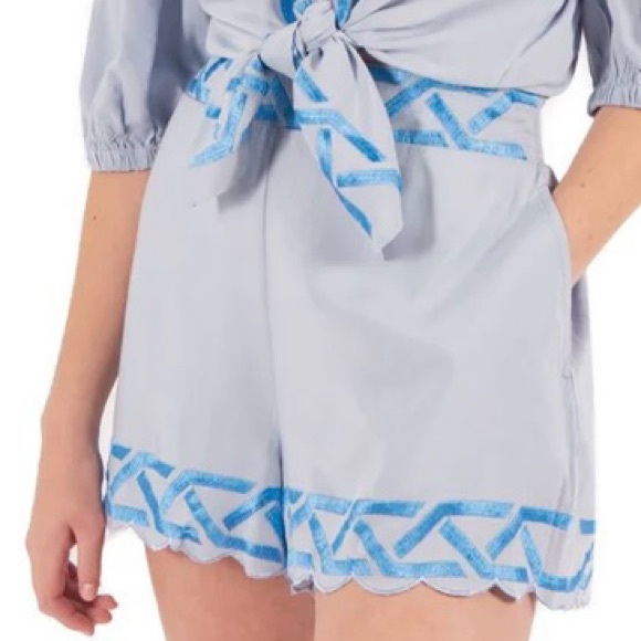 Emily McCarthy Pants - Women’s L NWT Emily McCarthy Sky Blue High Waist Scalloped Dressy Shorts